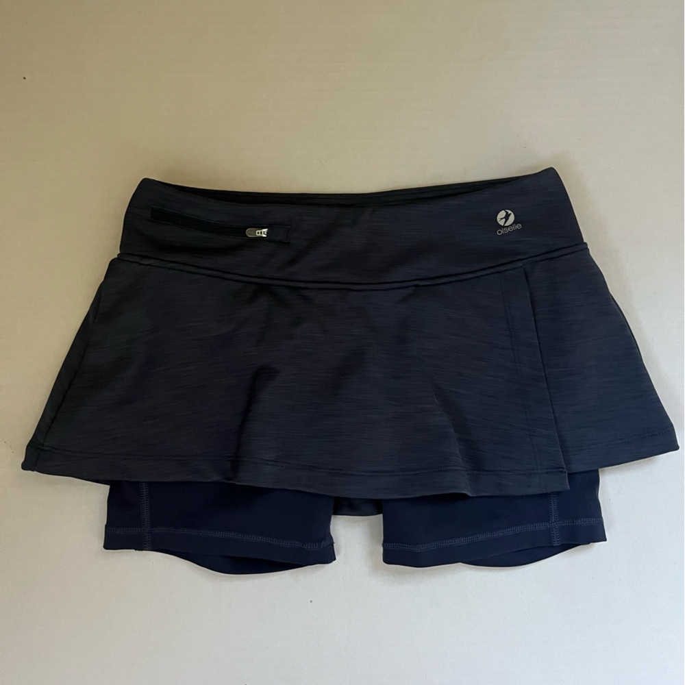 Oiselle bike shorts skirt combo running skort size small dark navy blue